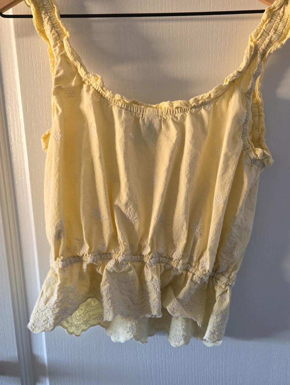 Yellow Ruffled Top With Embroidery - Picture 3 of 5